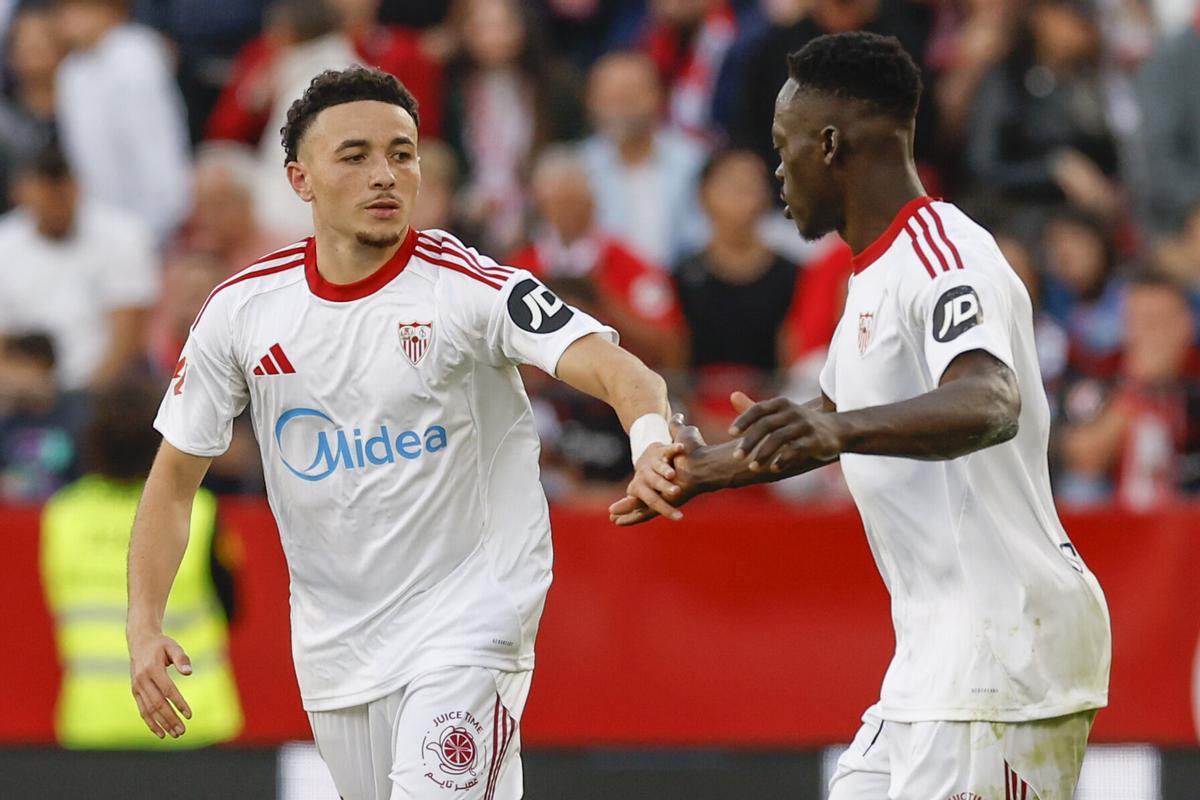 El centrocampista del Sevilla, Rubén Vargas en el estadio Ramón Sánchez-Pizjuán