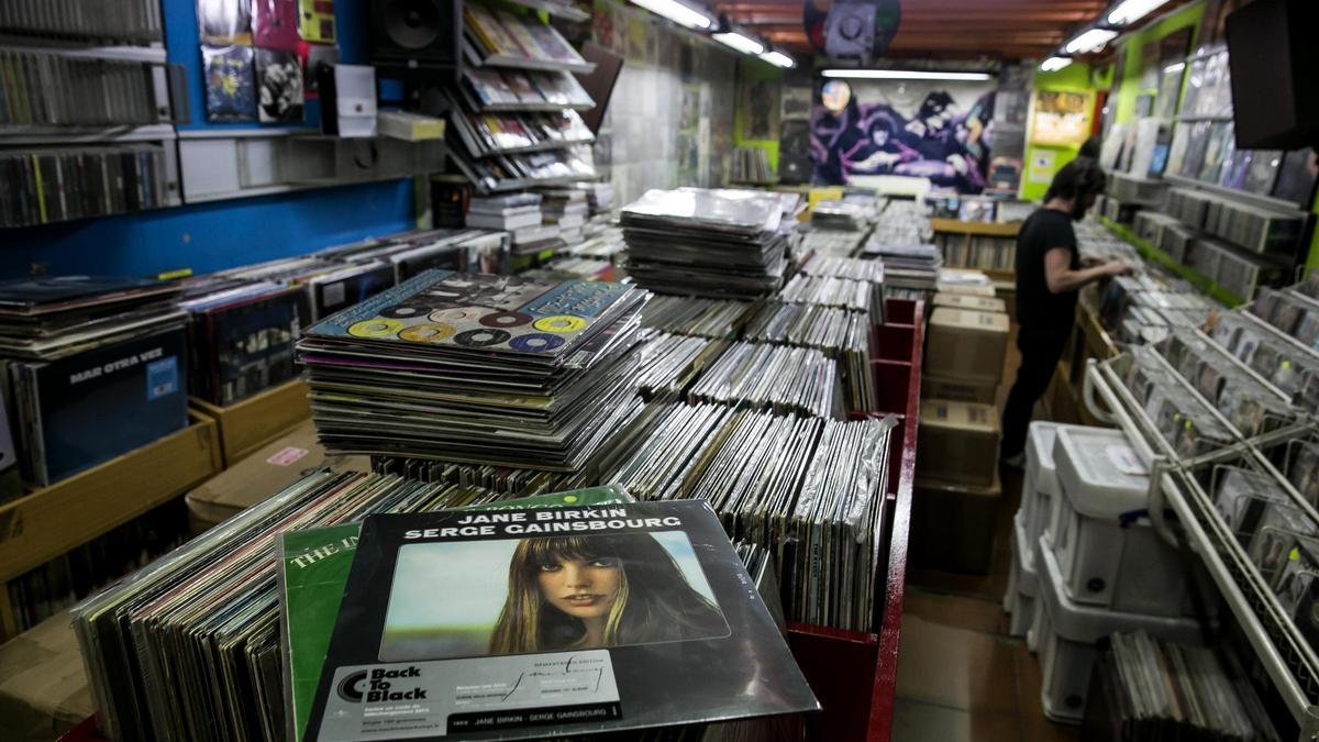 Una tienda de discos en Barcelona.