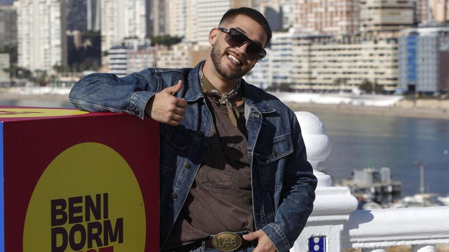 El cantante St. Pedro, ayer, en la rueda de prensa del Benidorm Fest. | | LP/DLP