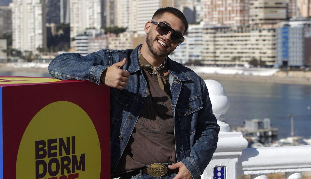 El cantante St. Pedro, ayer, en la rueda de prensa del Benidorm Fest. | | LP/DLP