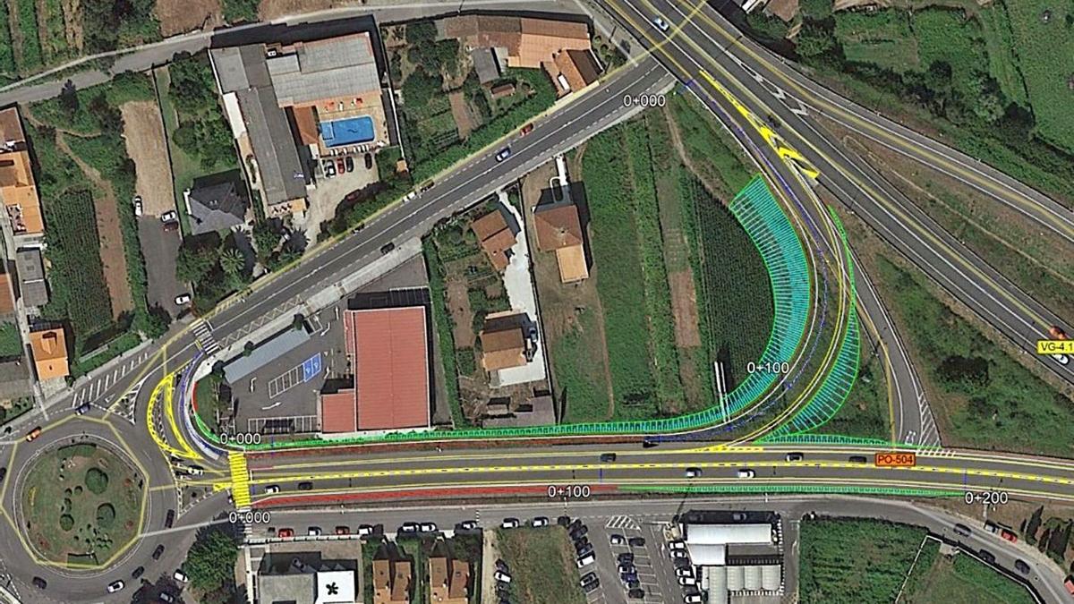 Plano del proyecto que mejorará la capacidad de esta intensercción en Sanxenxo.  | // CEDIDO POR LA XUNTA