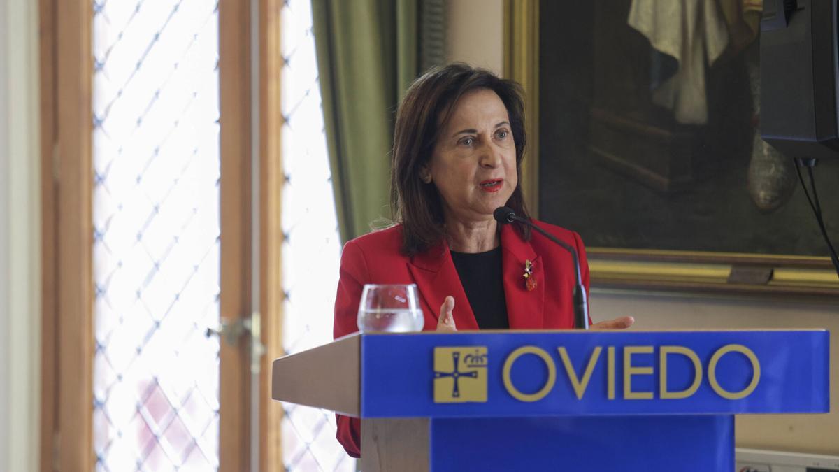 Margarita Robles, en Oviedo, durante el acto de firma del convenio urbanístico de La Vega.