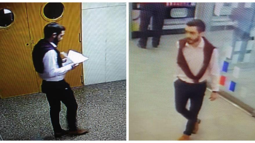Dos fotogramas de las cámaras de seguridad del Hospital Clínico en las que se ve al presunto secuestrador poco antes del hecho.