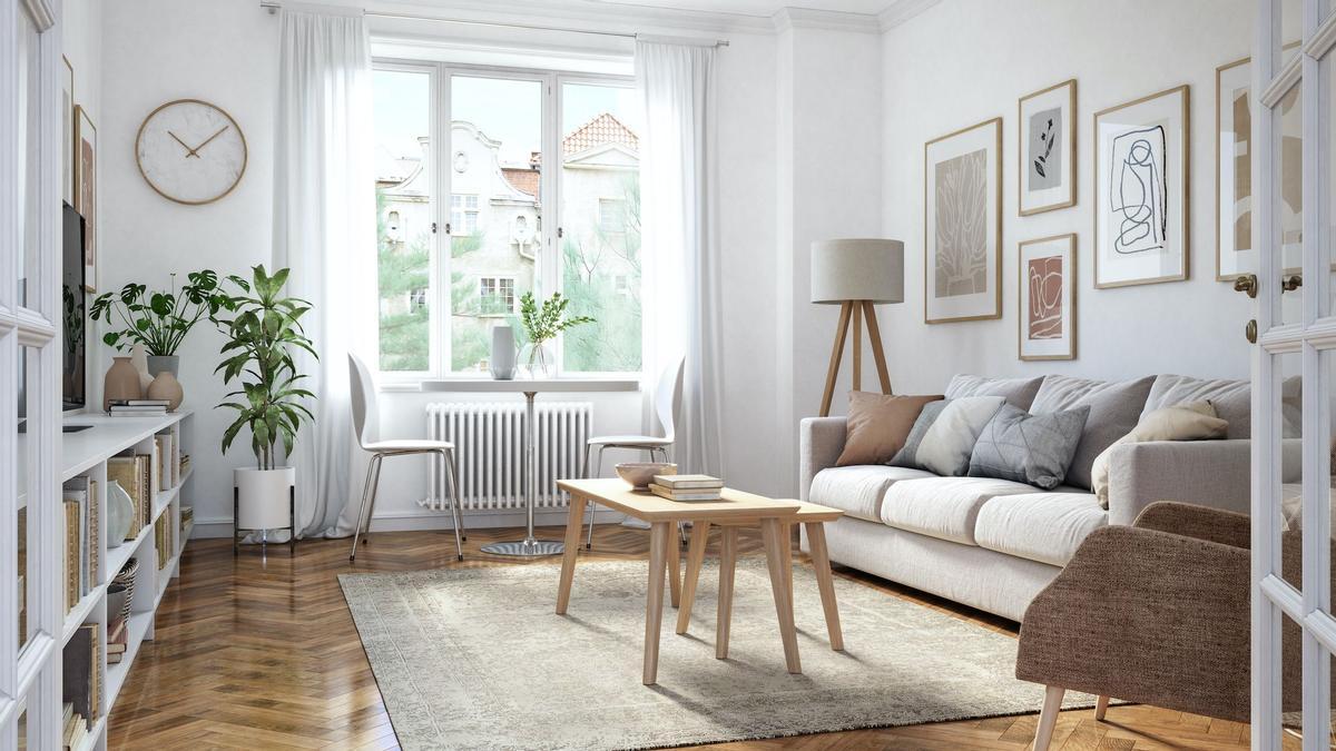 Salón de una casa en color blanco