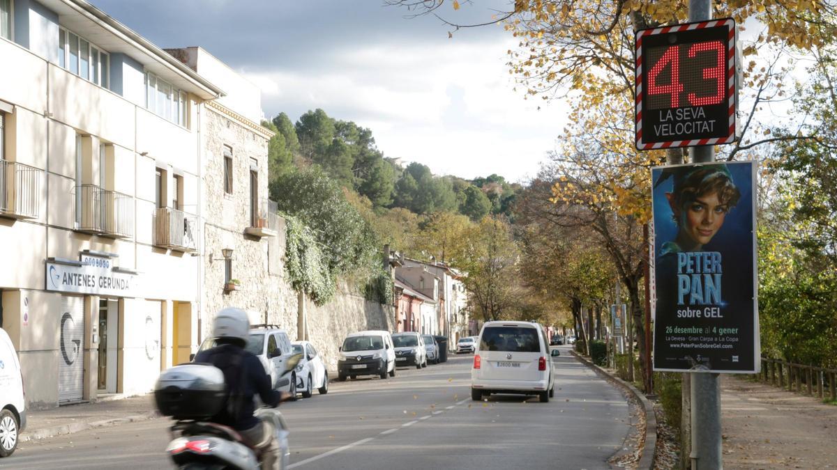 El radar de Pedret detectant un excés de velocitat.