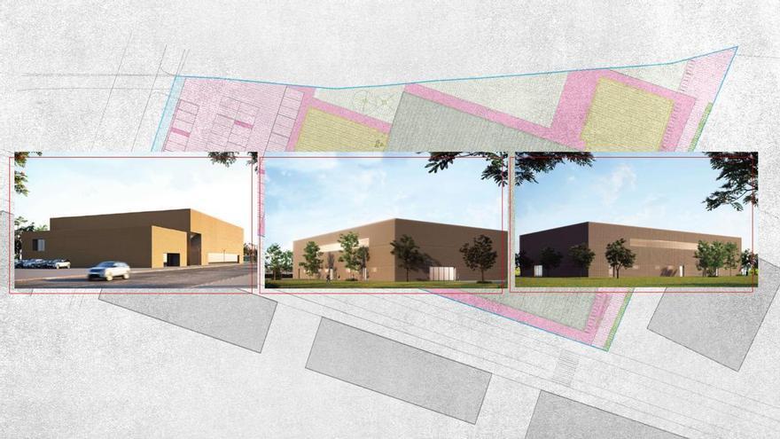 El nuevo pabellón deportivo de La Calzada: tres edificios, zonas verdes y 44 aparcamientos