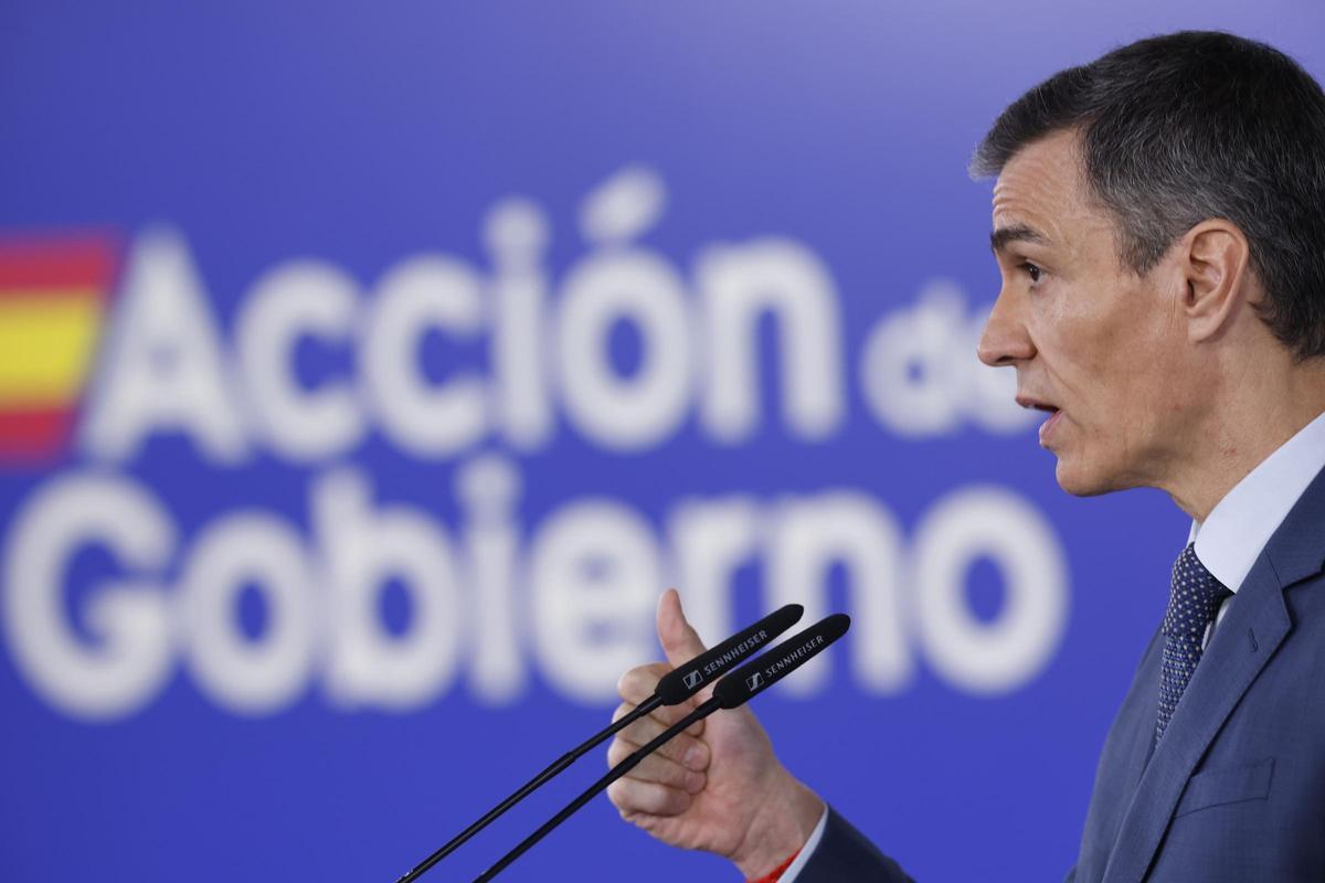 Pedro Sánchez, durante su comparencia este viernes