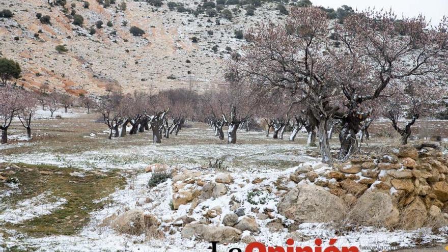 Nieve en las pedanías altas de la comarca del Noroeste