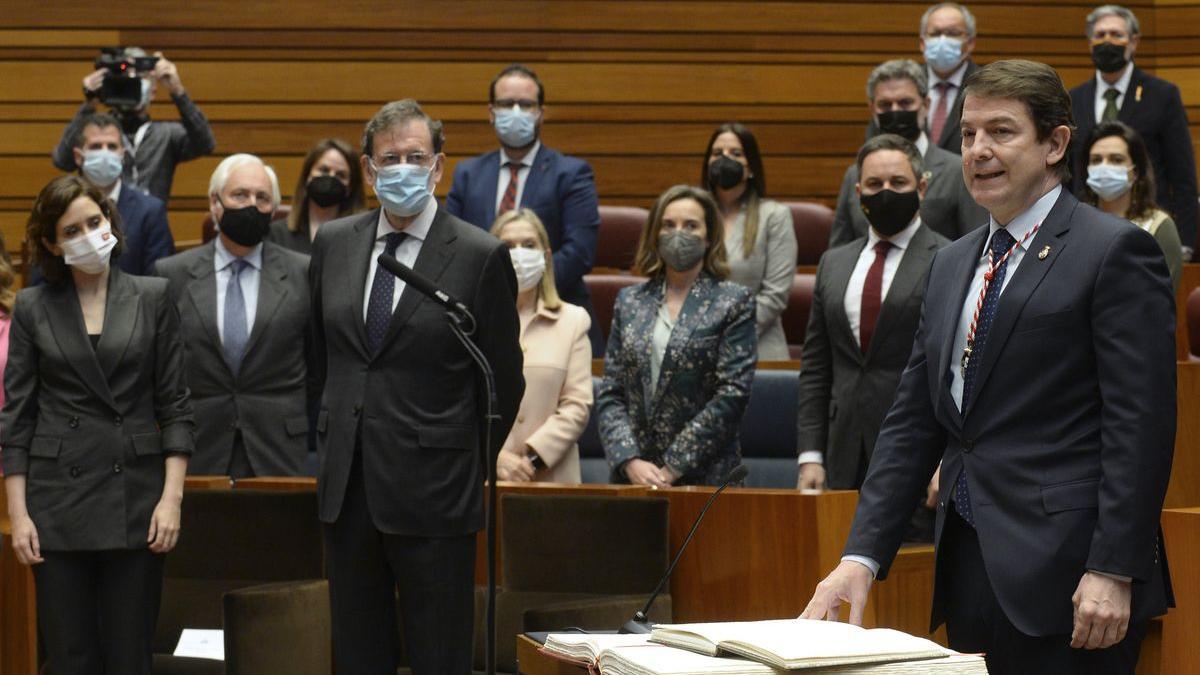 Alfonso Mañueco, en su toma de posesión como presidente de la Junta de Castilla y León.