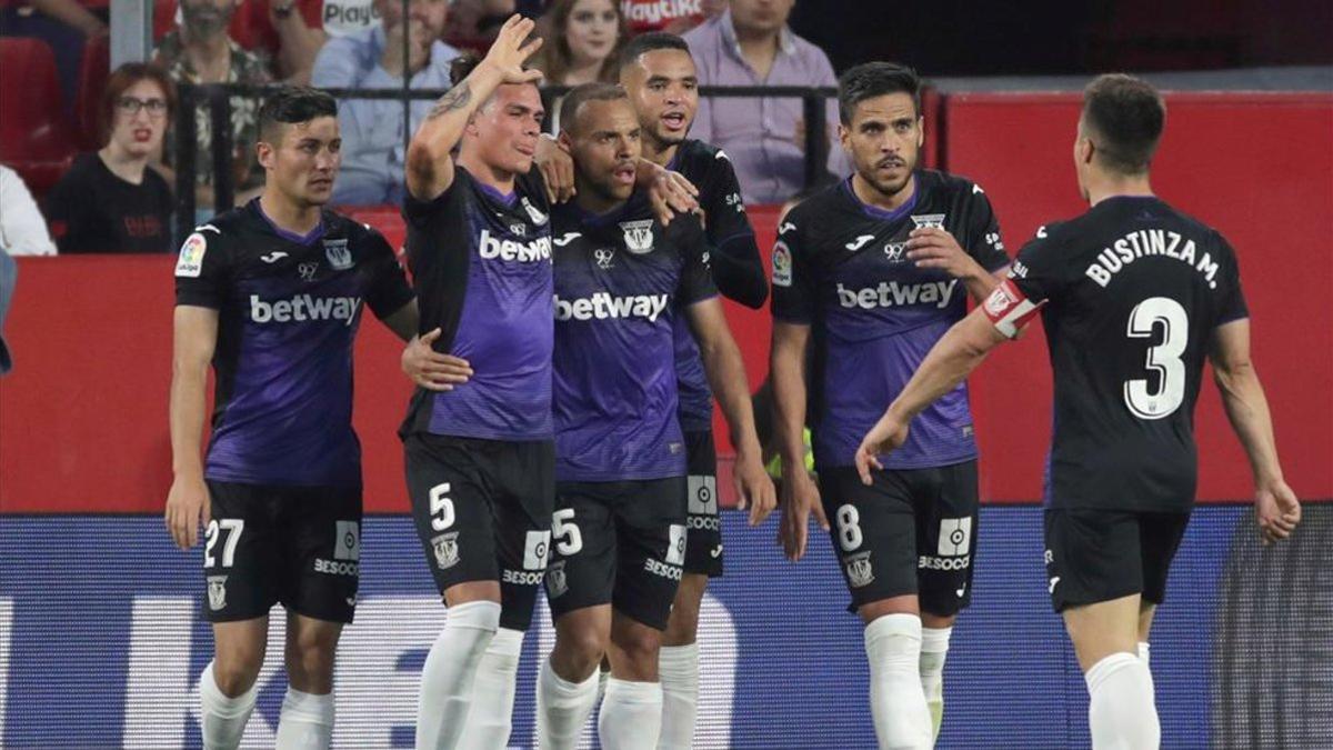 El Leganés celebrando un gol la temporada pasada.