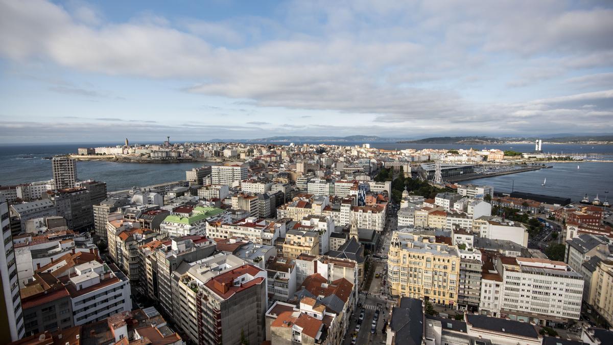 Edificios en una vista panorámica de A Coruña.