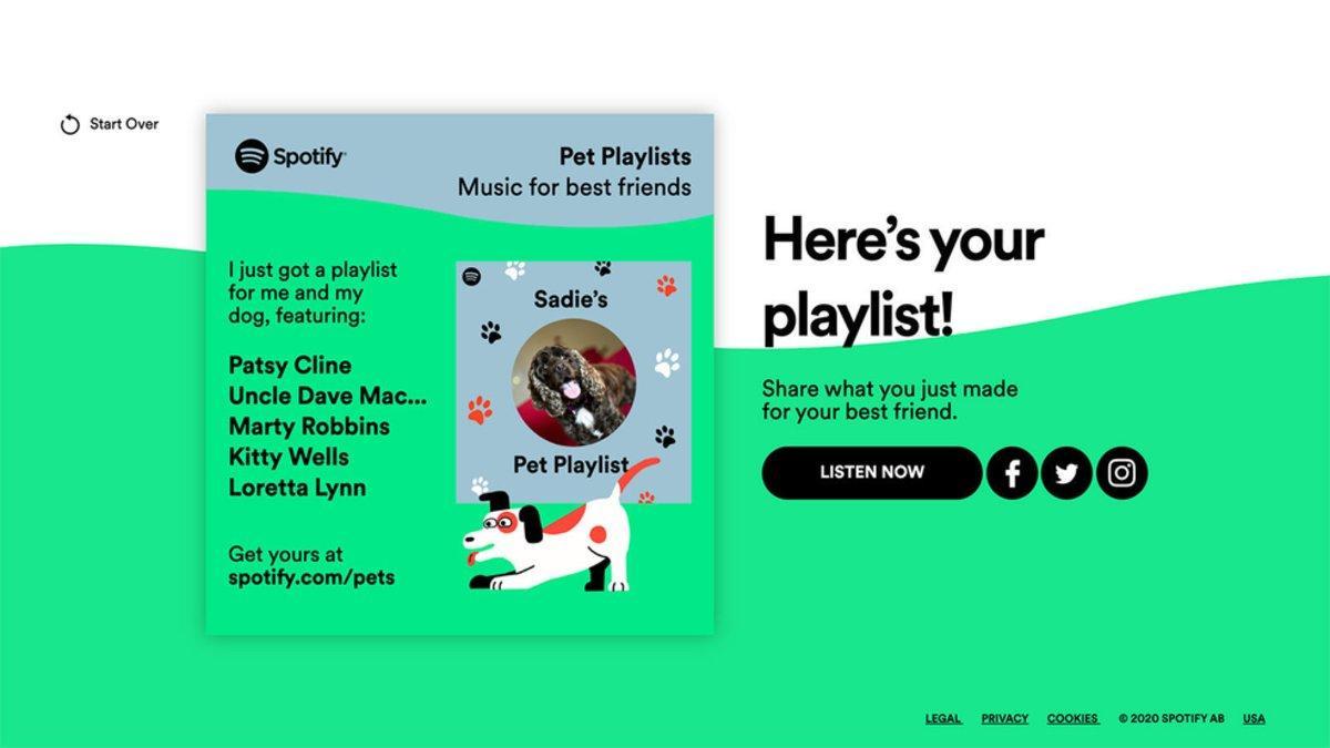 Spotify crea una lista de reproducción para tu compañero peludo