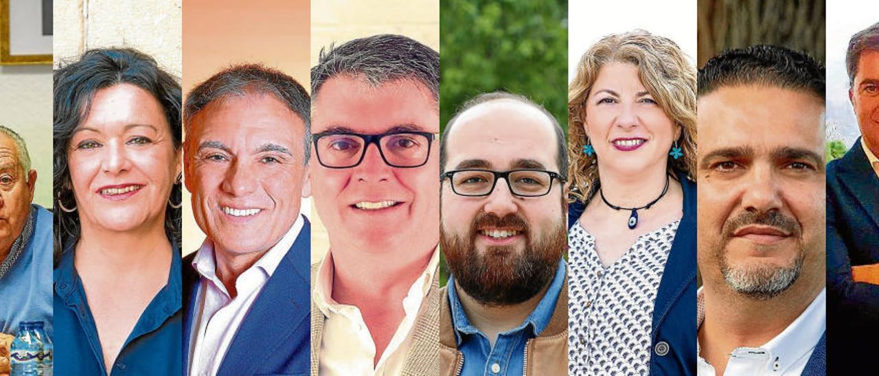 Sebastián Cañadas (PP), Loreto Martínez (PSPV-PSOE), Antonio Sola (Cs), Lluis Miquel Pastor (Compromís), Borja Iborra (Podemos), Aleixa Puig (EU), Miguel Da Silva (Vox) y Guillermo Asensi (Contigo).