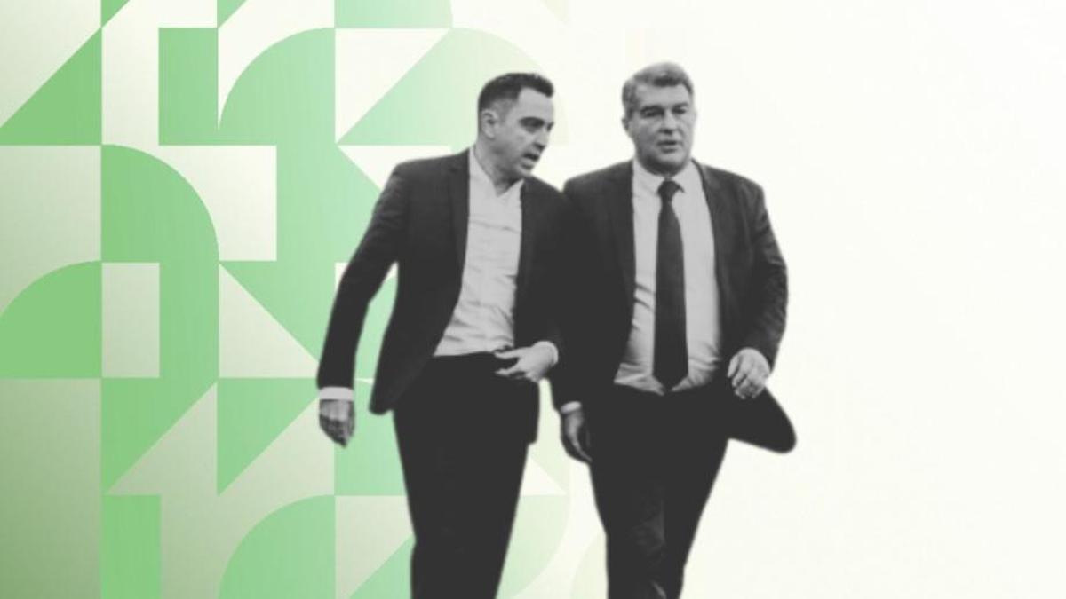 Xavi Hernández y Joan Laporta.