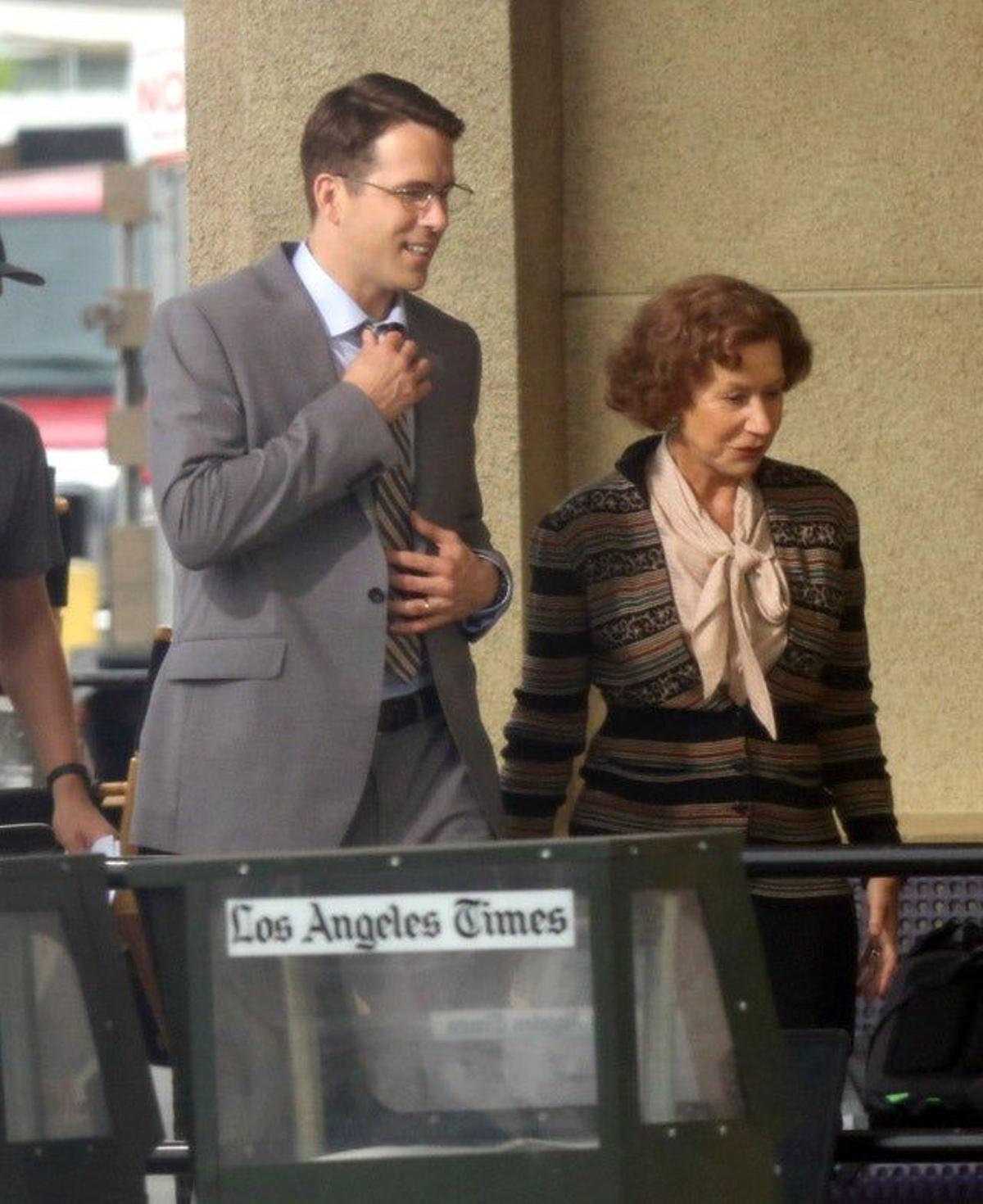 Helen Mirren y Ryan Reynolds rodaje