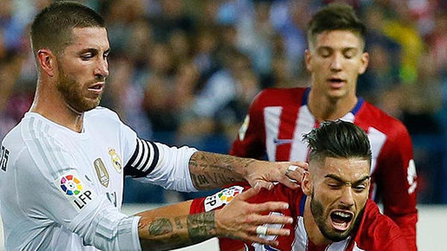 Sergio Ramos, durante el Atlético-Real Madrid.