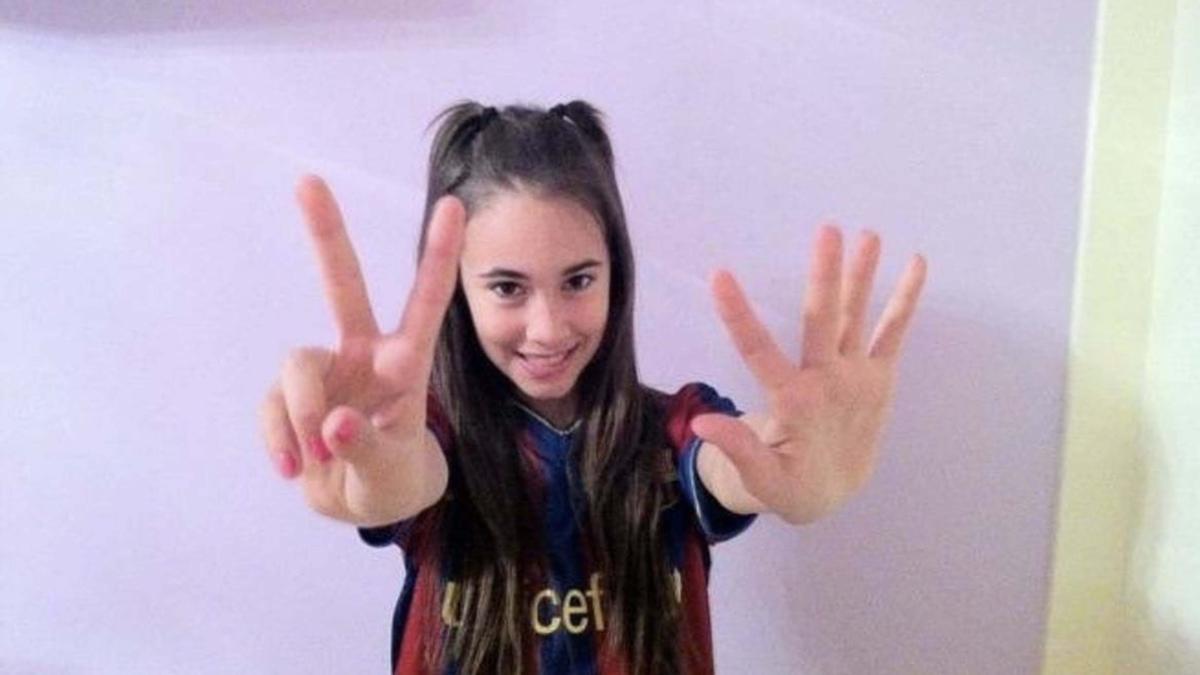 Aitana Ocaña de pequeña celebrandp una victoria del Barça