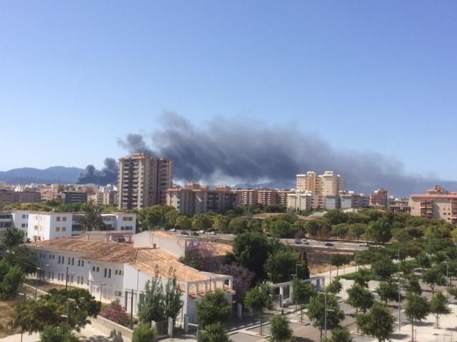 Un incendio provoca una gran columna de humo en Palma