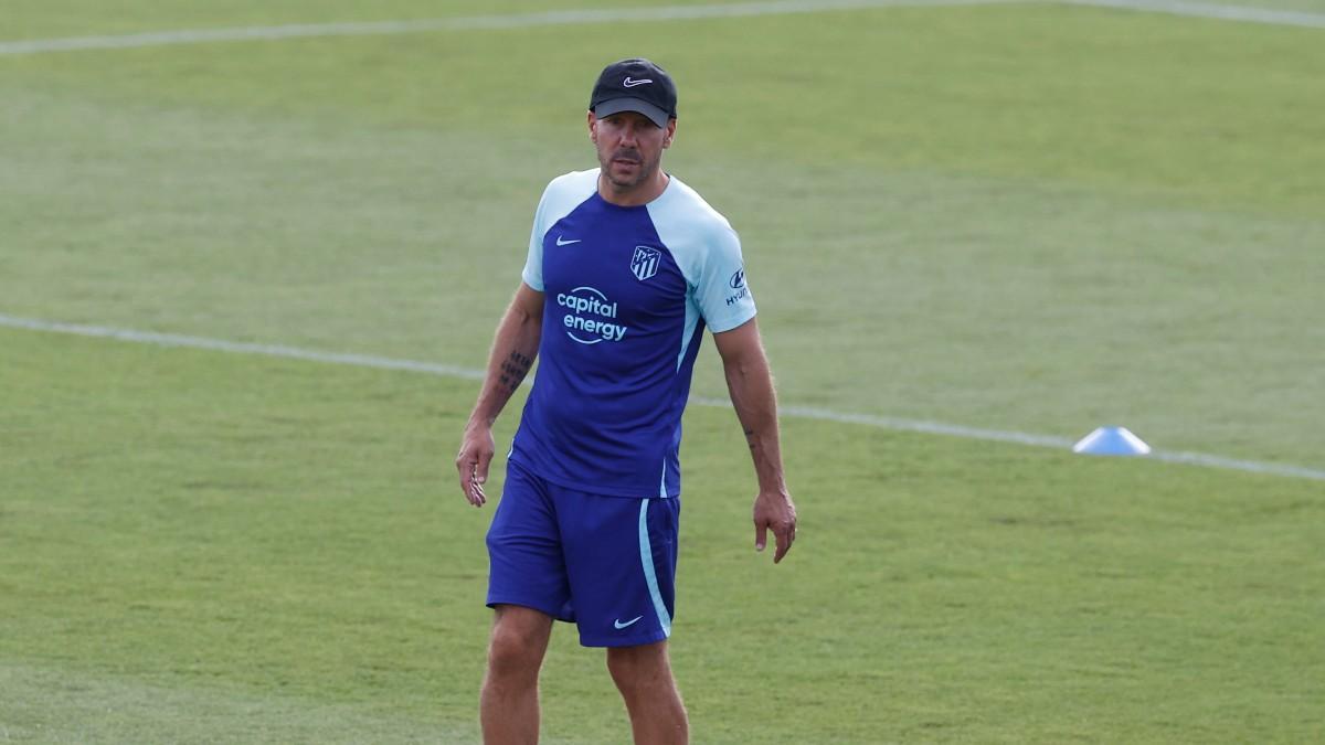 El 'Cholo' Simeone durante un entrenamiento con el Atlético de Madrid