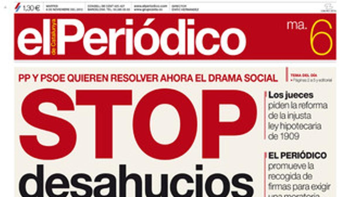 La portada de EL PERIÓDICO de este martes.