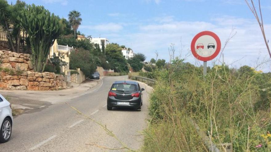 La maleza se traga la carretera de les Planes de Dénia y Xàbia