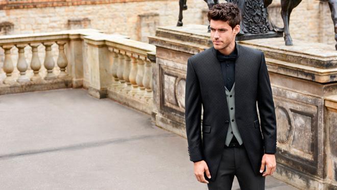 Trajes de novio para bodas: negro y gris