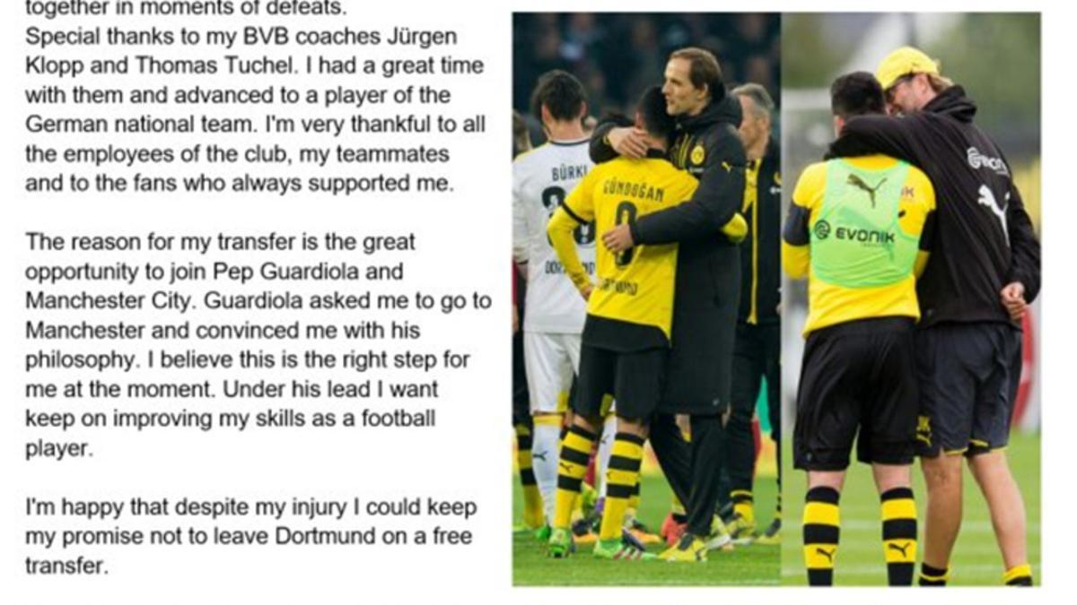 Gundogan se despidió del Borussia Dortmund