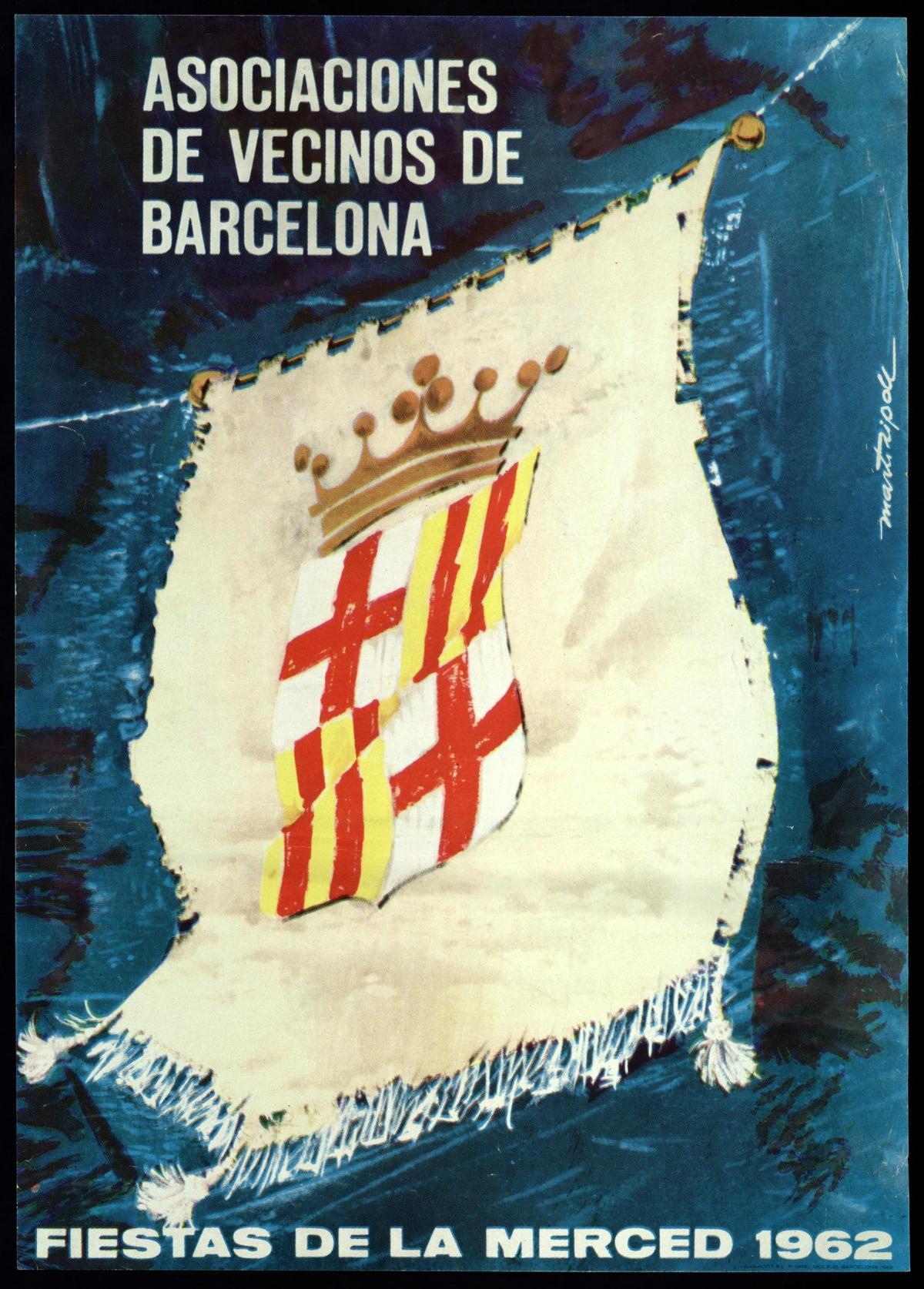 Cartel de las asociaciones de vecinos para las fiestas de la Mercè de 1962