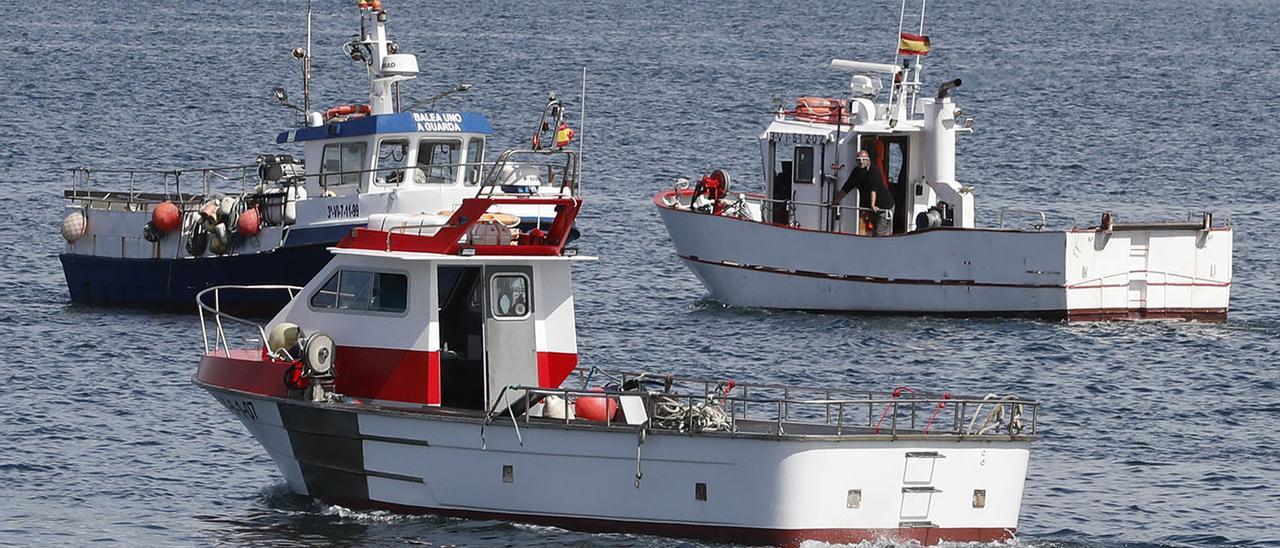 Barcos de bajura de la ría de Pontevedra durante una protesta realizada el pasado marzo.