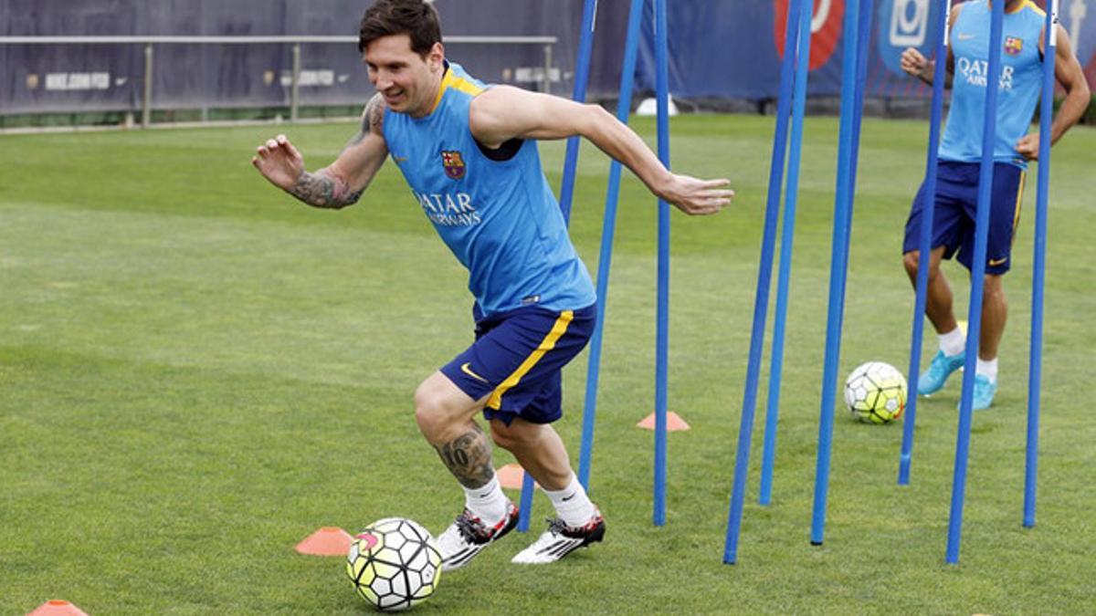 Messi, en el entrenamiento del jueves