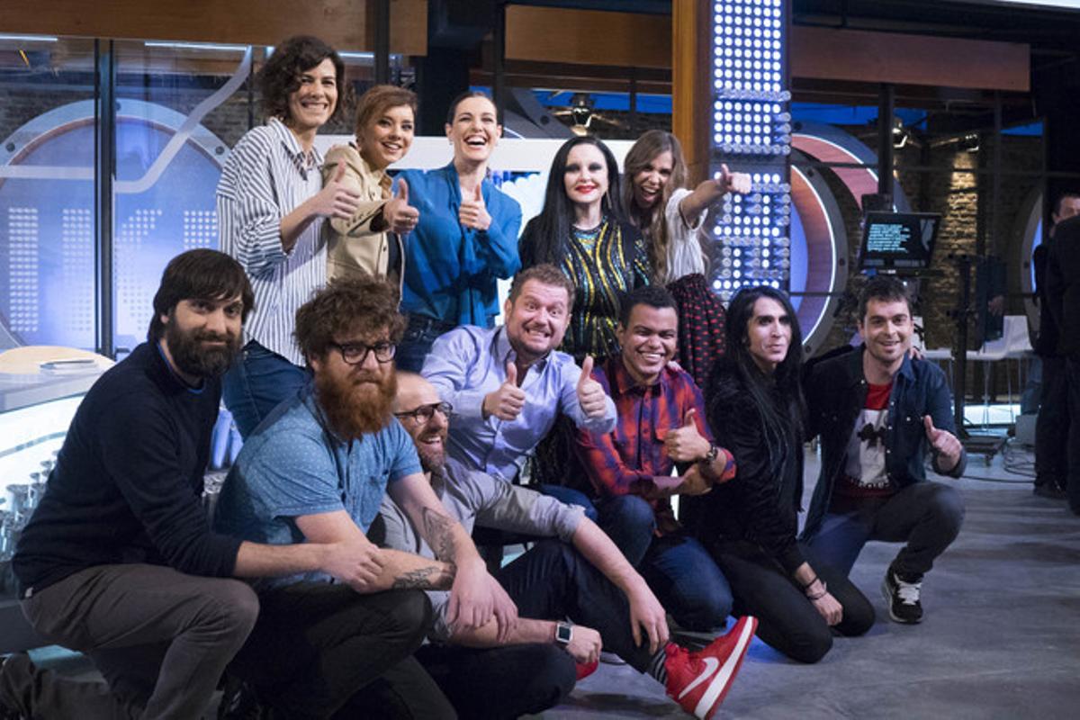 television programa likes #0 movistar+ Raquel Sanchez Silva con equipo Alaska, Mario Vaquerizo, Chenoa El Monaguillo