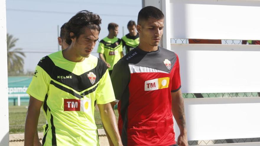 Guille Vallejo y Provencio tras el entrenamiento de esta mañana