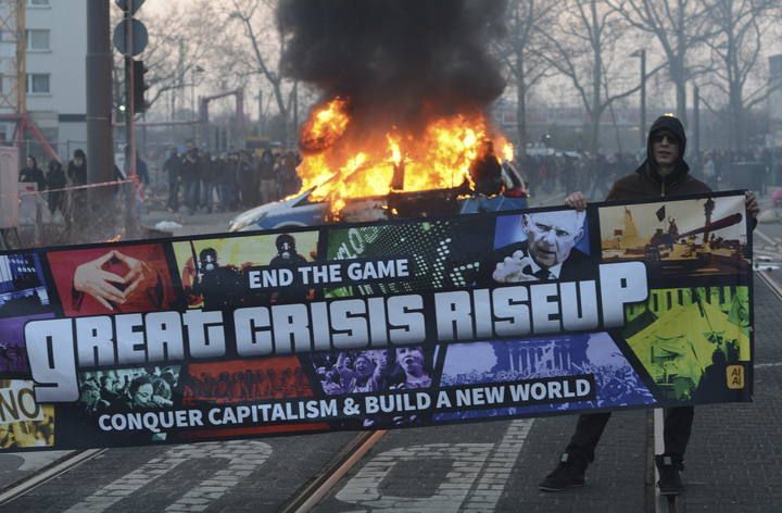 PROTESTA DE BLOCKUPY ANTE LA SEDE DEL BCE