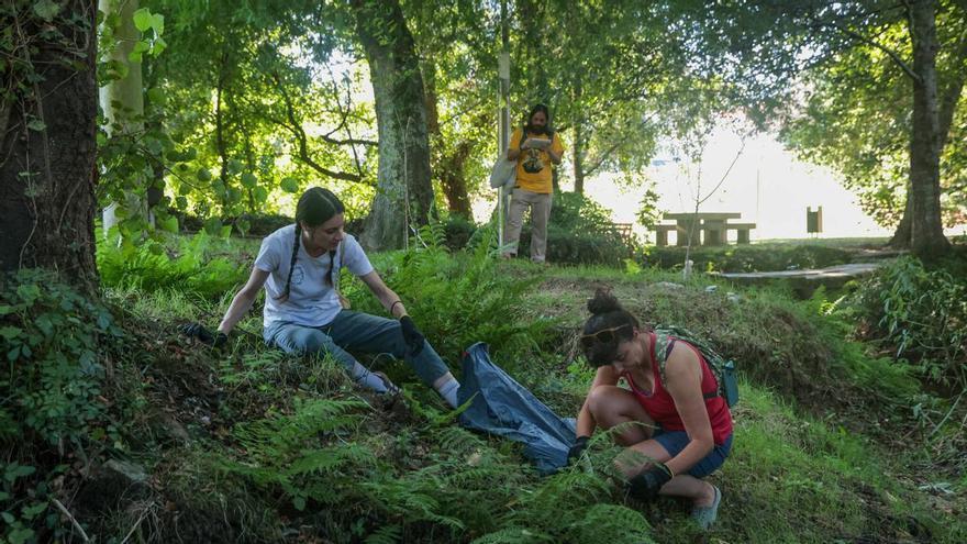 Basura de «merendolas» y hasta una impresora salen del parque de A Coca de Vilagarcía