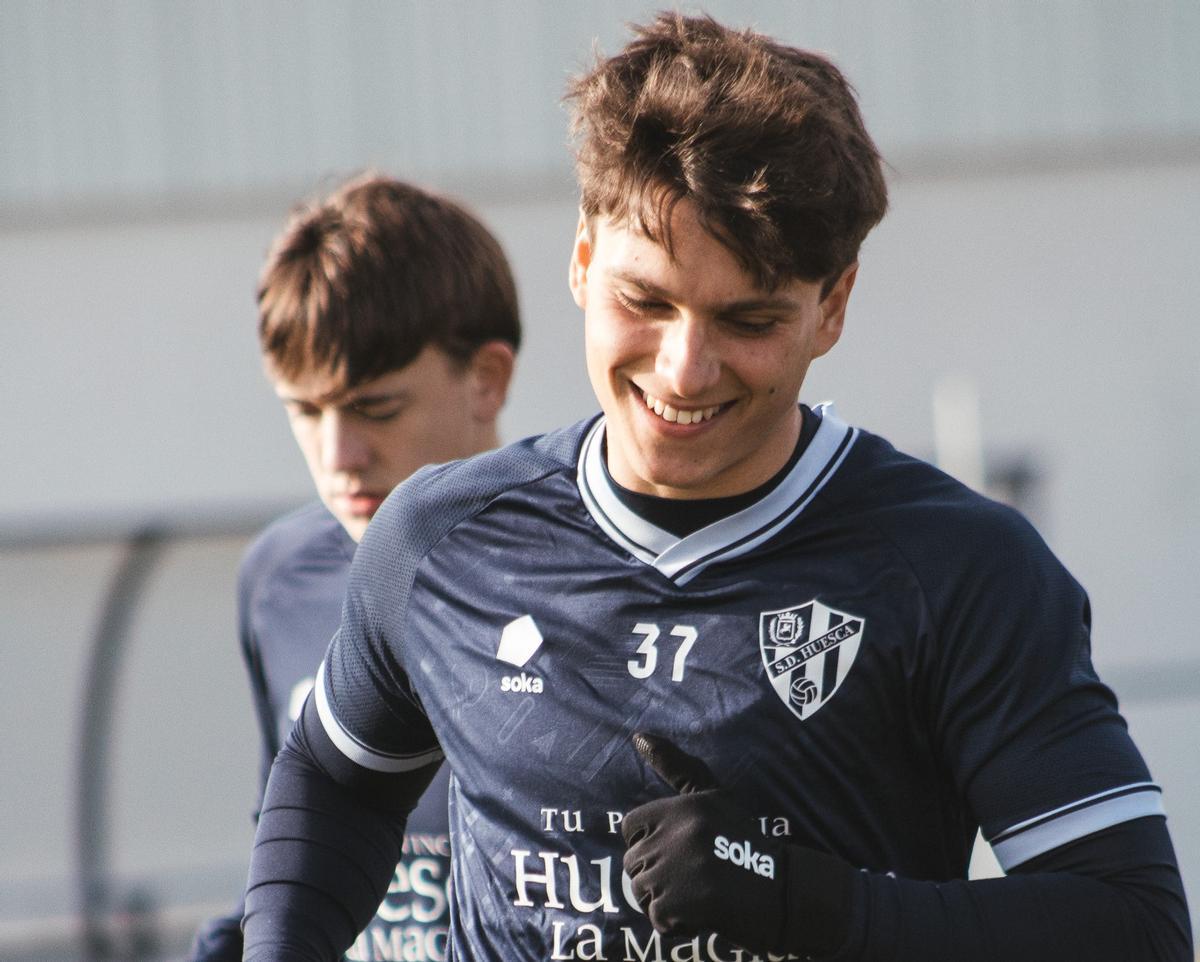 Gustavo Albarracín y Willy Chatiliez, en el último entrenamiento del conjunto azulgrana antes del partido de Copa.