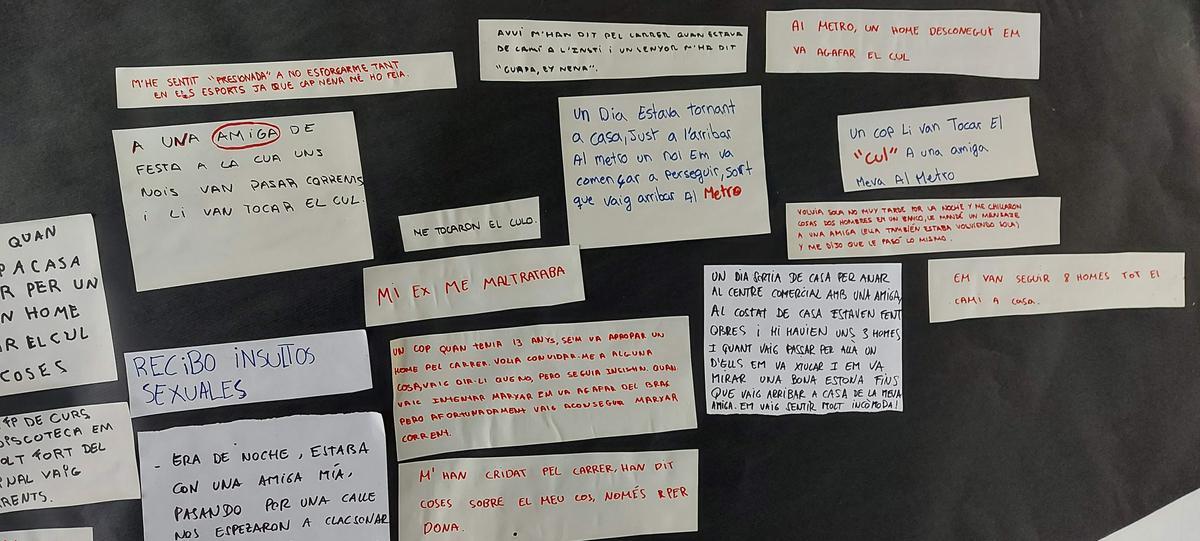 Mensajes del proyecto MeToo del Instituto Quatre Cantons.