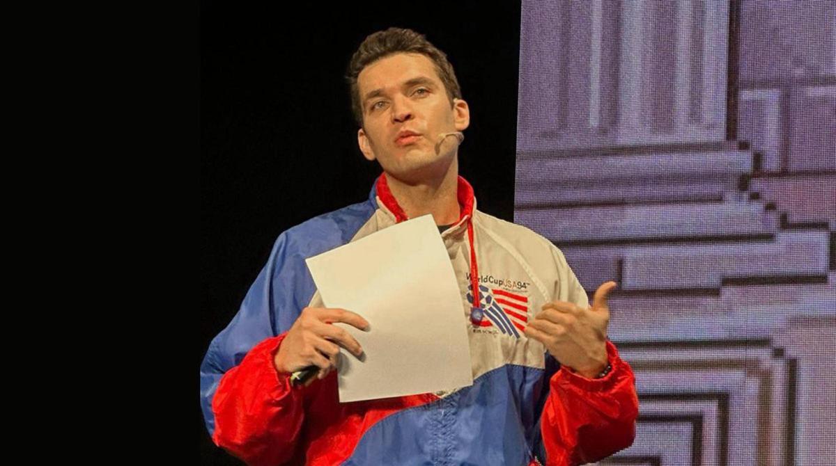 Paulo Futre Jr., durante una ponencia, territorio habitual para el hijo de la leyenda del Atlético.