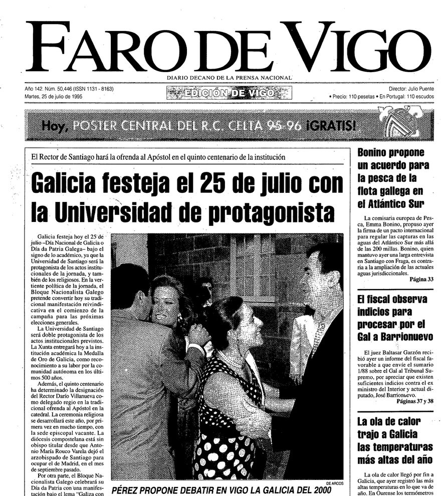 O Día de Galicia a través das portadas de FARO DE VIGO