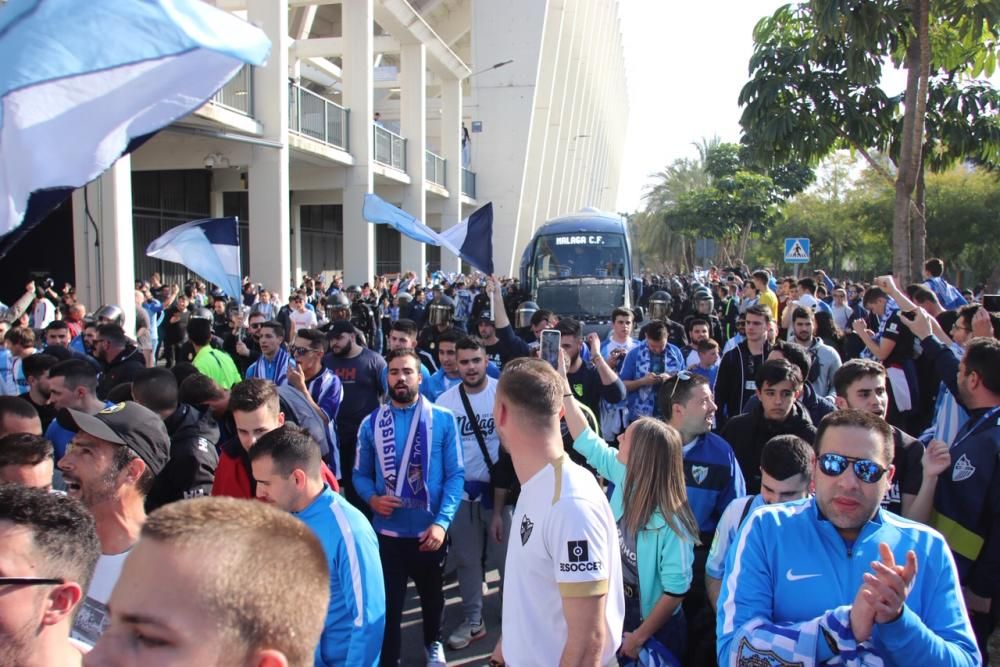 Recibimiento al Málaga CF antes del partido ante el Deportivo