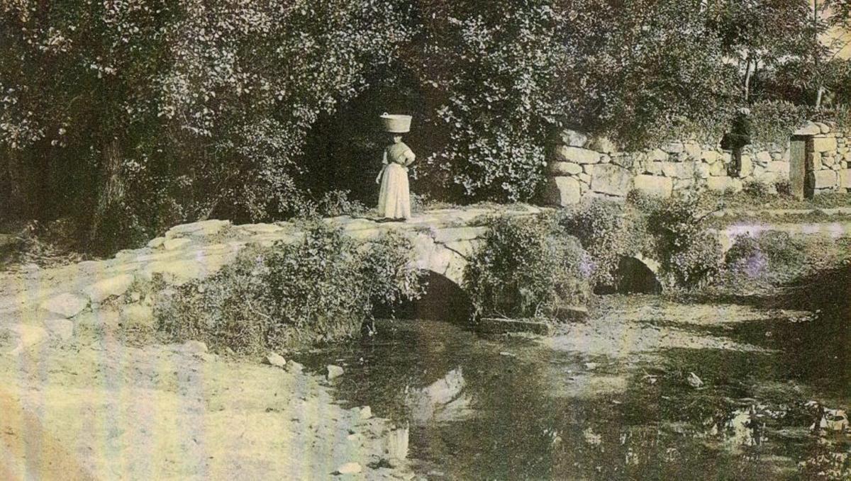 El puente en una fotografía histórica de 1905 facilitada por Vaipolorío. | ZAGALA-NOVÁS