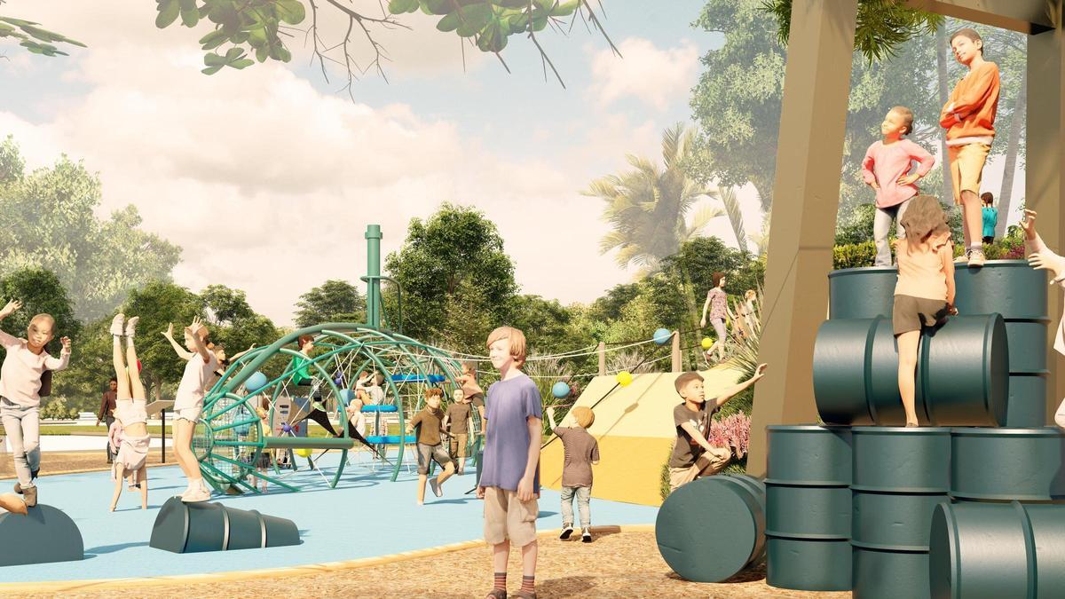 Los bidones de Victoria Rivas compondrán una zona de trepa.