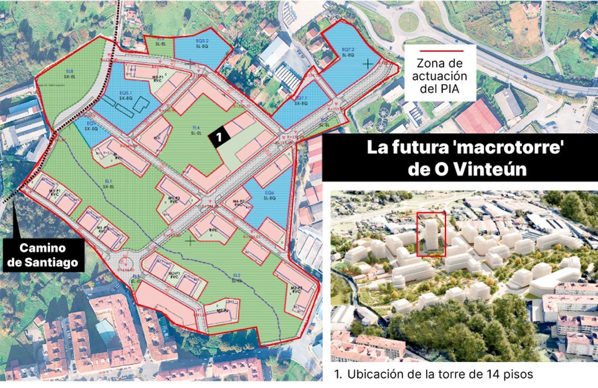 La futura "macrotorre" de O Vinteún