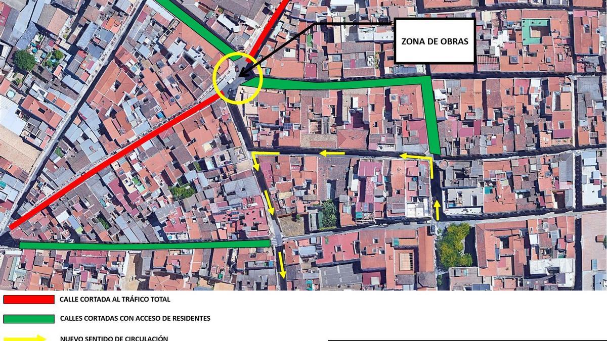 Mapa de como quedarán las calles del Casco Antiguo tras la reorganización del tráfico.