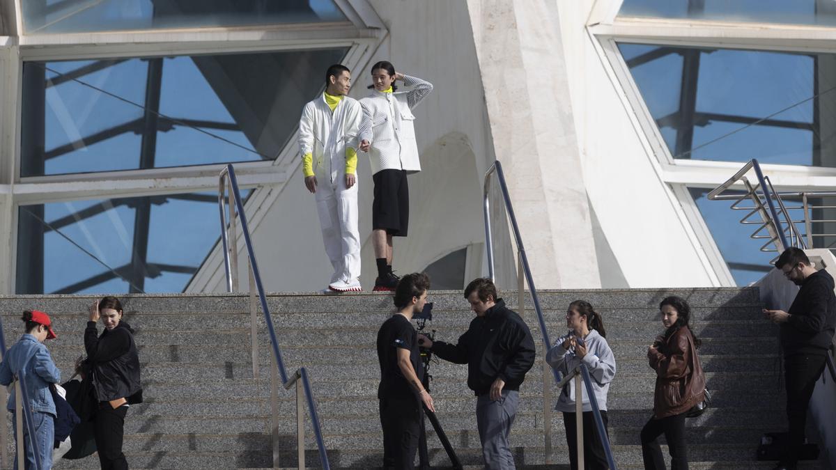 Rodaje campaña de verano de la firma de zapatos Louboutin en la Ciudad de las Artes