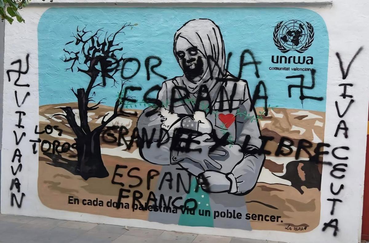 El mural vandalizado.