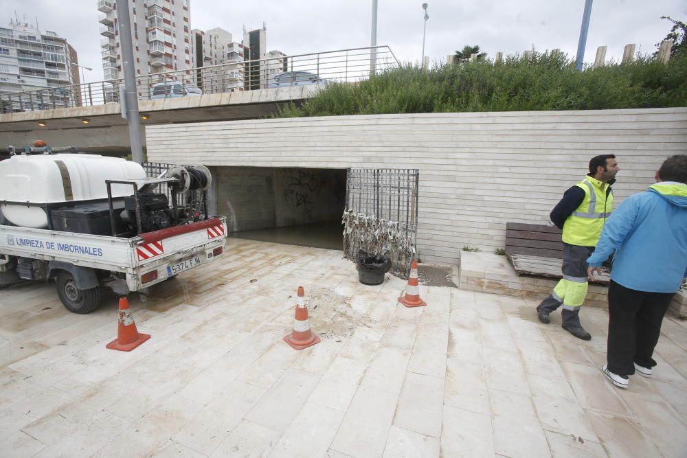 Así ha quedado la zona de la Albufereta tras el aguacero de ayer