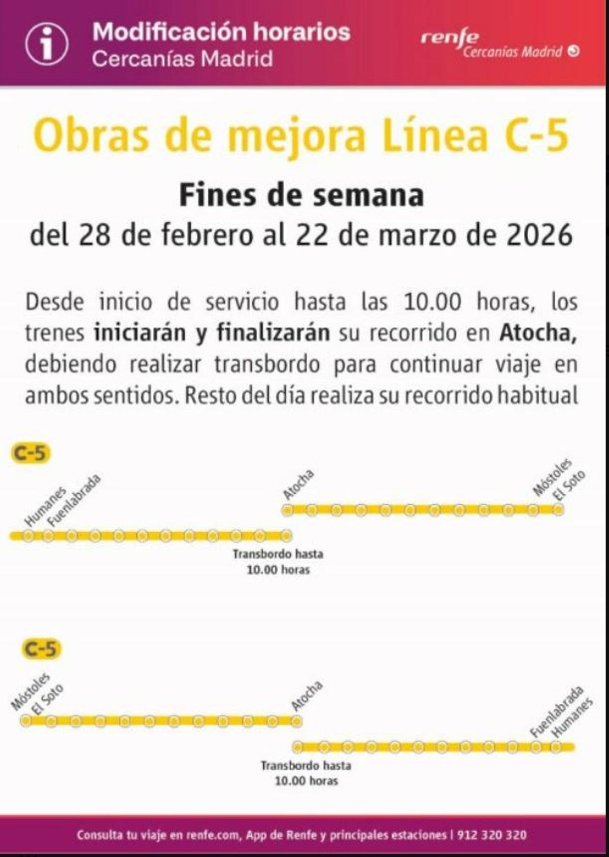 Obras de mejora en la infraestructura en la línea C-5.