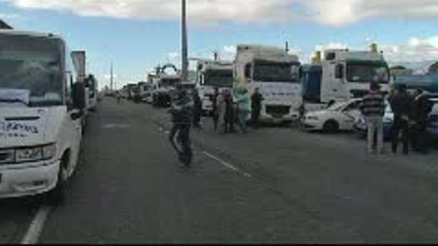 Protesta de transportistas en Gran Canaria