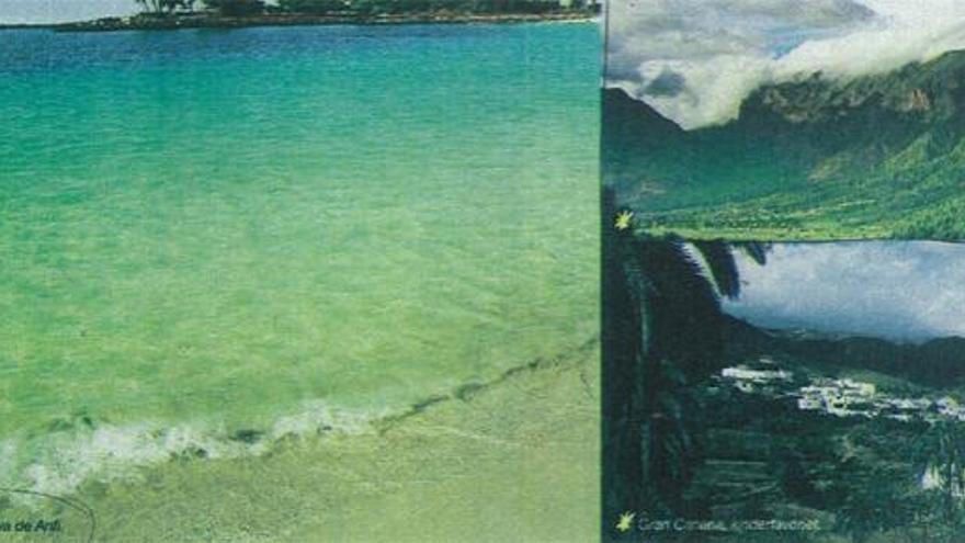 Imagen de la publiación donde aparece la Playa de Anfi y figura el nombre de Tenerife.