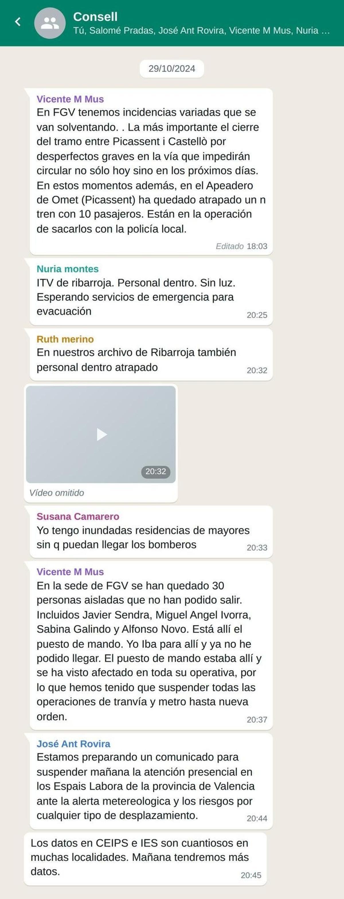 Simulación del chat del Consell el día de la dana.